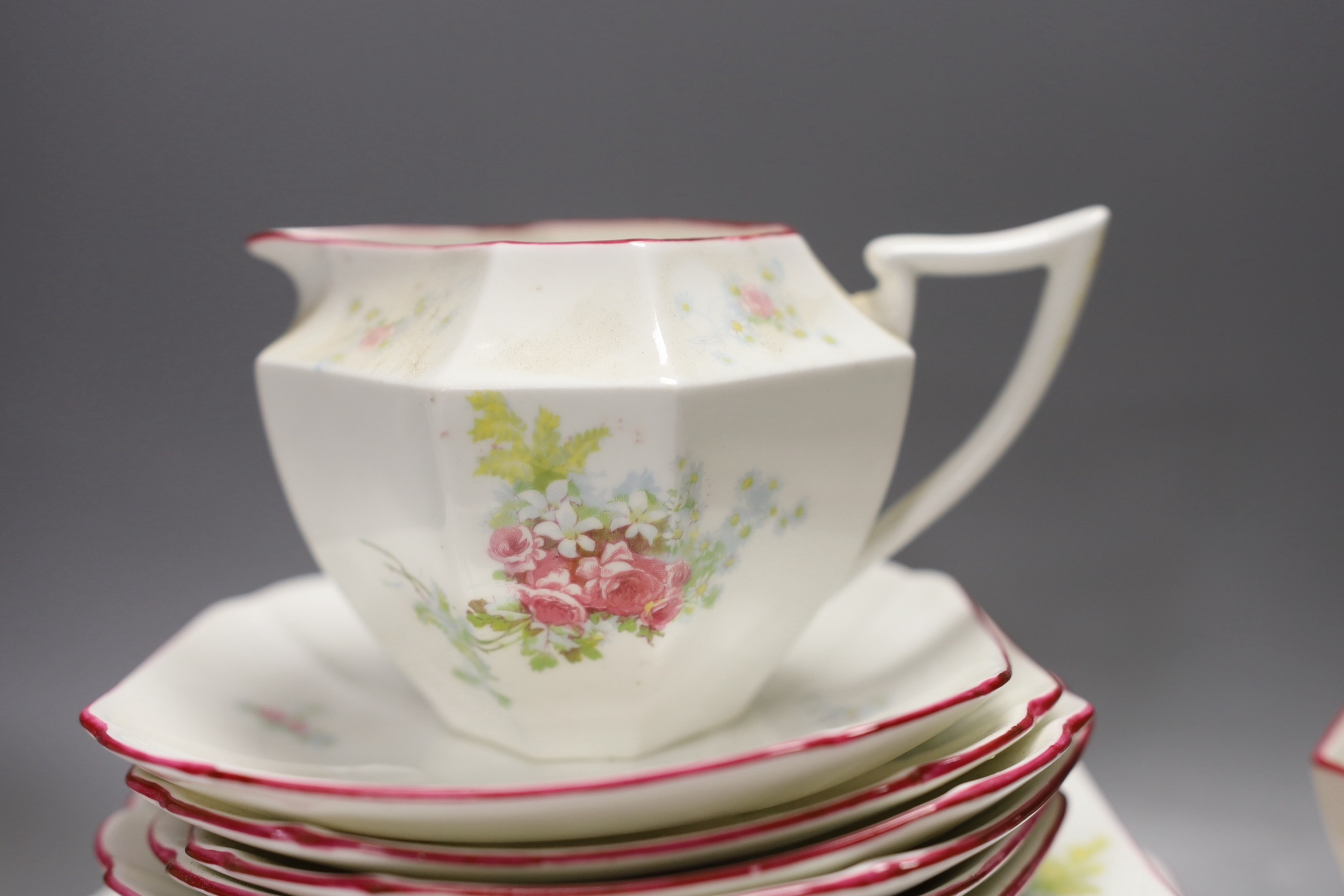 A Shelley Queen Anne shape part tea set, pattern number 52132